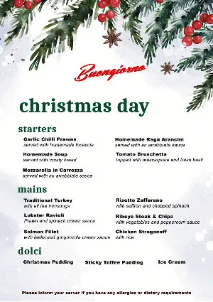 Lower Resolution Image Of Buongiorno's Christmas Day Menu - Linked To A PDF Version