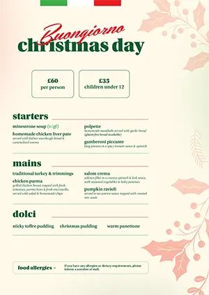 Lower Resolution Image Of Buongiorno's Christmas Day Menu - Linked To A PDF Version